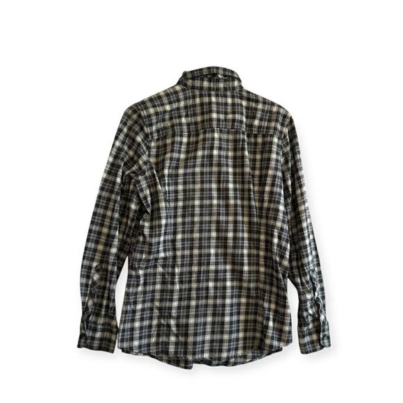 Gap cotton plaid button down shirt, size  L, Black, white, gray - Picture 2 of 9